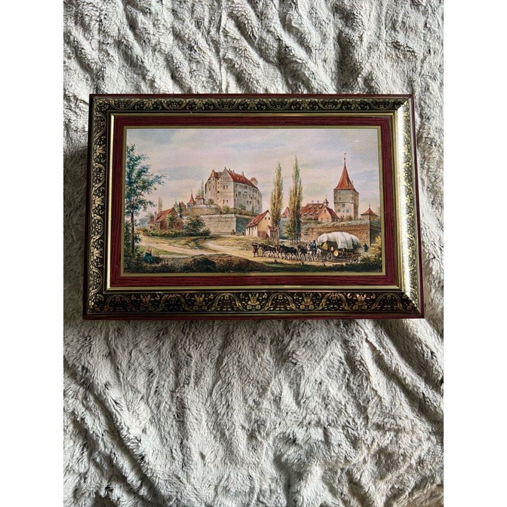 Vintage E. Otto Schmidt Decorative Tin Box with Hinged Lid Made in Germany